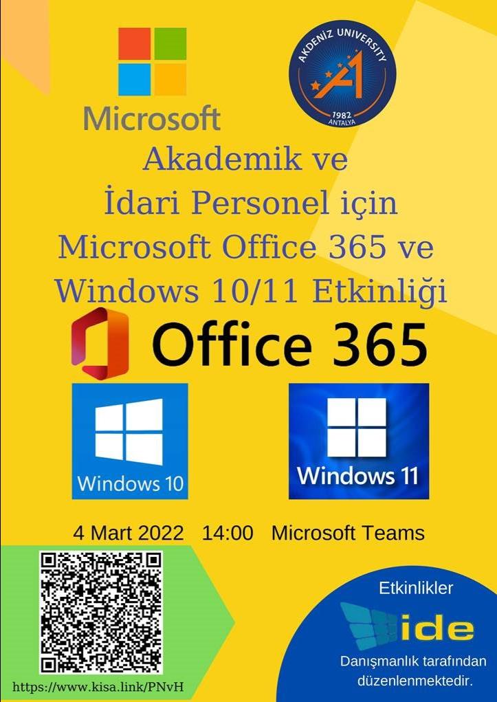 Öğrenciler için Office 365 - Azure ve Windows 10 / 11 etkinliği