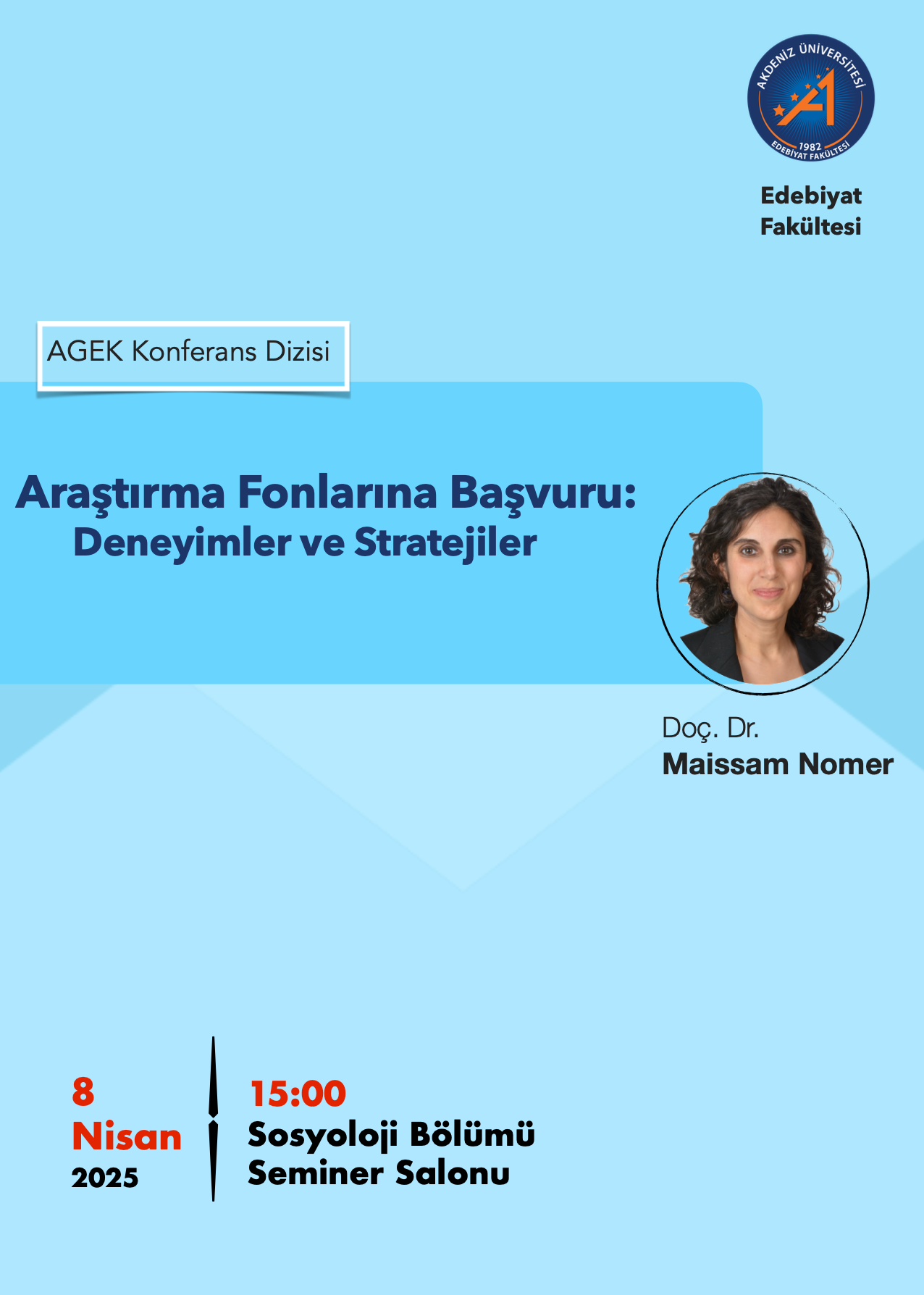 AGEK Konferans Dizisi V: Doç. Dr. Maissam Nimer: "Araştırma Fonlarına Başvuru: Deneyimler ve Stratejiler
