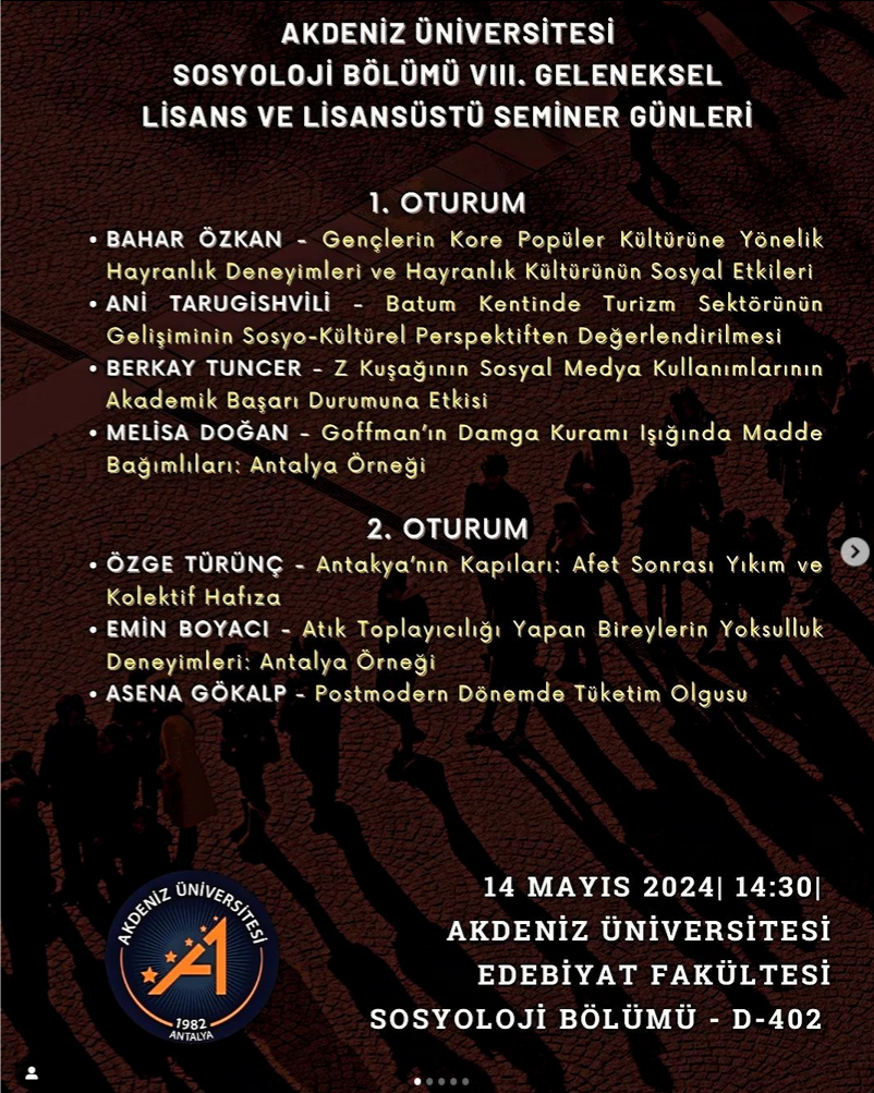 Sosyoloji Bölümü 8. Lisans ve Lisansüstü Seminer Günleri