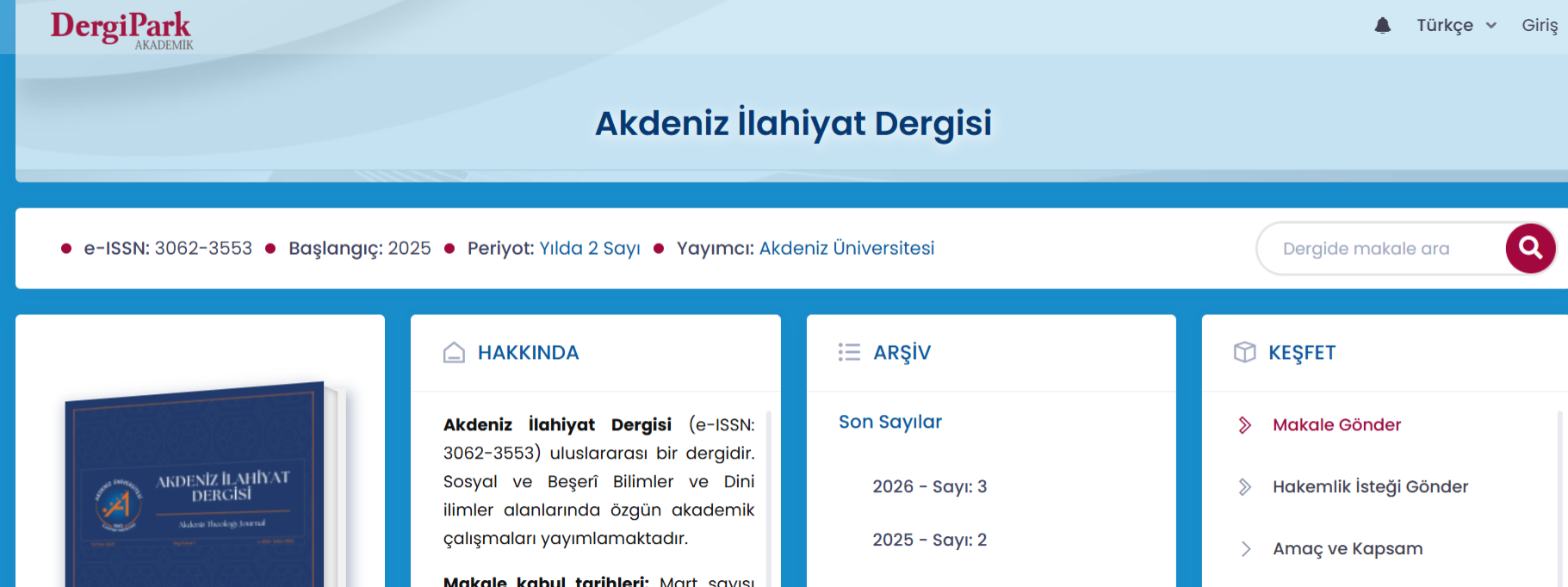 <p style="text-align: center;"><span style="color: #ffffff;"><strong>Akdeniz İlahiyat Dergisinin 3. Sayısı Yayınlanmıştır.</strong></span></p>