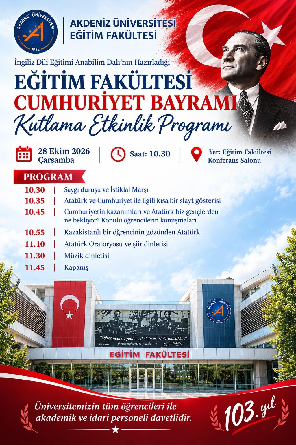 Cumhuriyetimizin 103. Yılını Birlikte Kutluyoruz