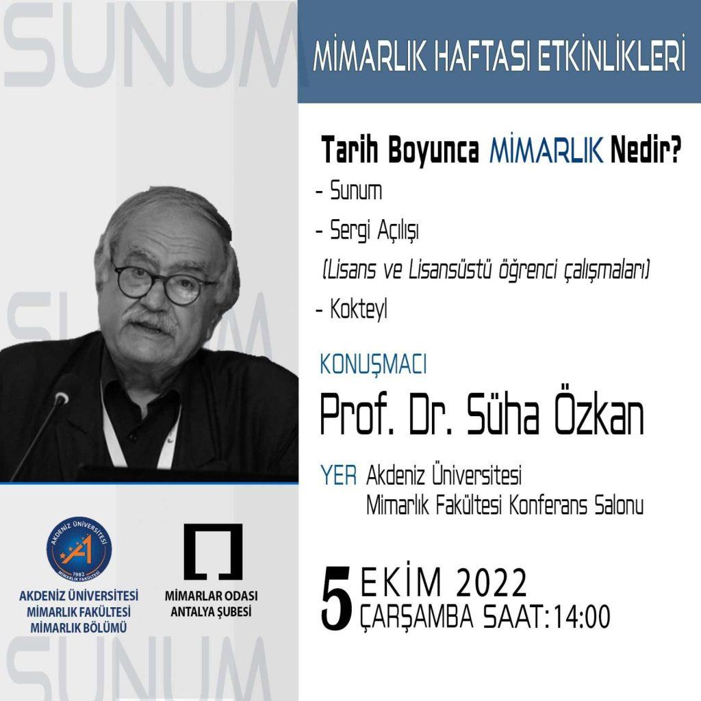 Prof. Dr. Süha ÖZKAN’ın “Tarih Boyunca Mimarlık Nedir?” Sunumu ve Mimarlık Bölümü Lisans ve Lisansüstü Öğrencileri Sergisi ve Açılış Kokteyli