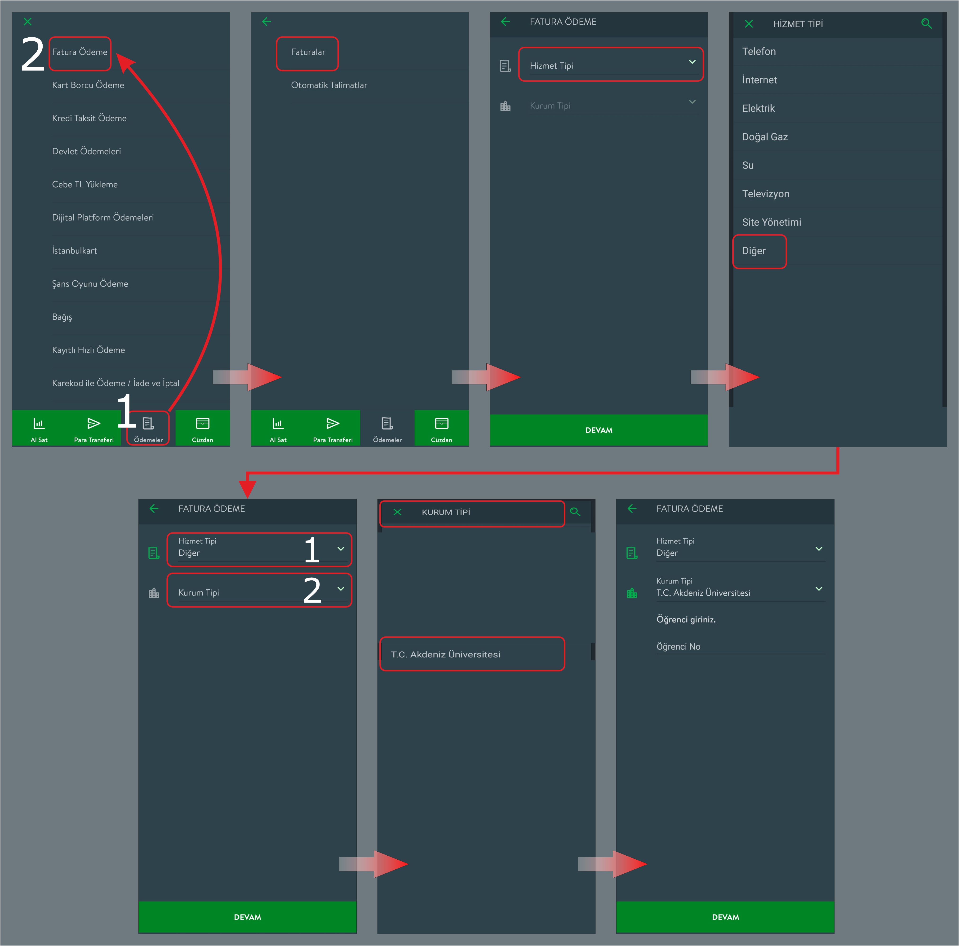 AKDENİZ &Uuml;NİVERSİTESİ &Ouml;DEME İŞLEMLERİ
