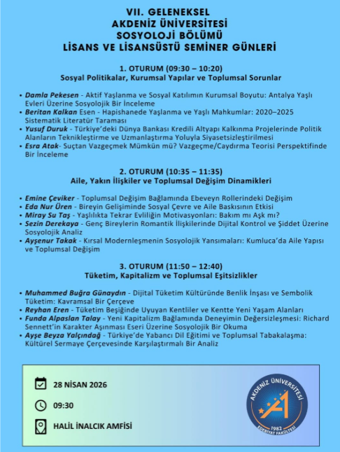 9. Geleneksel Lisans ve Lisansüstü Seminer Günleri